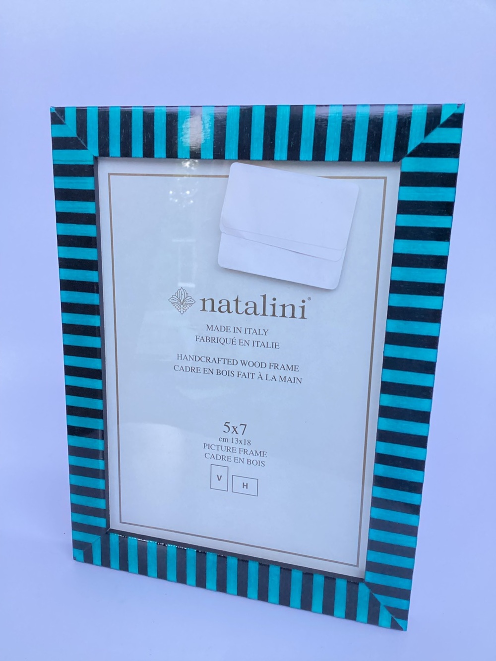 Natalini Multicolor  Blue Black Stripes  Picture Frame Fits 5" x 7" Photo